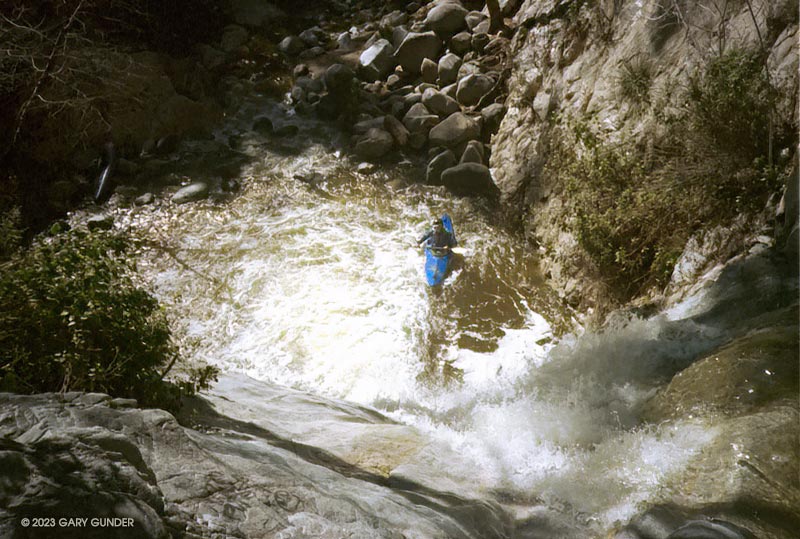 The pool below the second drop (El Niño) of the double falls below Switzer Falls.