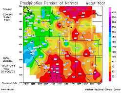 Precipitation for Water Year - Percent of Normal
