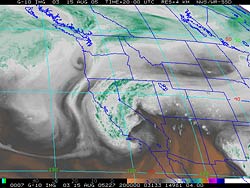 Upper Level Low Off Southern California Coast. GOES-10 Water Vapor 08/15/05