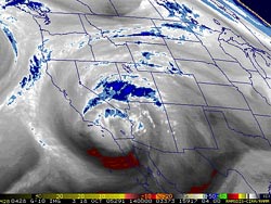 GOES-10 Water Vapor Satellite Image From 10/18/05 14:00z 7:00 AM PDT