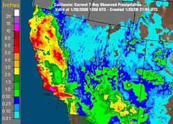 AHPS 7 Day Precipitation Analysis - Ending January 28, 2008 4:00 a.m. PST