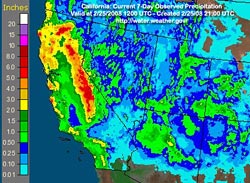 AHPS 7 Day Precipitation Analysis - Ending February 25, 2008 4:00 a.m. PST