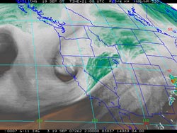 Upper Level Low Digging Southward GOES-11 Water Vapor 9/19/07 2:00 pm PDT