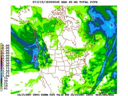 18z NAM 48 hr. Total Precipitation December 17, 2007