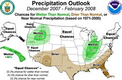 NOAA Precipitation Outlook issued October 9, 2007