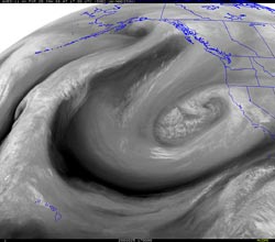 UW GOES-11 Water Vapor Image - January 25, 2008 9:00 a.m. PST