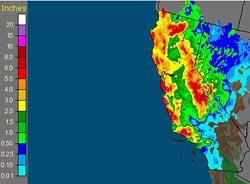 AHPS Observed Precipitation For 7-days Ending 10/15/09 at 5:00 a.m. PDT