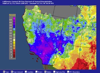 AHPS Precipitation (Percent of Normal) For 90 Days Ending December 23, 2010 at 4:00 a.m