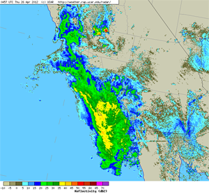 NCAR NEXRAD Composite Regional Radar Image from Wednesday, April 25, 2012 at 9:57 pm PDT