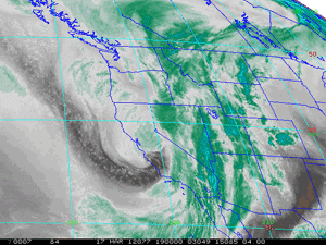 GOES-15 Water Vapor Image from Saturday, March 17, 2012 at 12:00 pm PDT