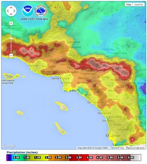 CNRFC 96 Hr Gridded Precipitation Totals for the Four-Day Period Ending 12/04/2014 4:00 am