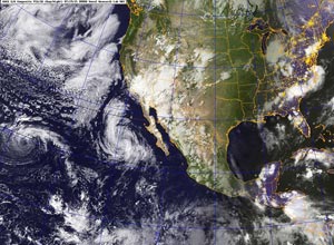 NRL GOES E/W Composite VIS/IR (Day/Night) - Saturday, July 18, 2015 5:00 PM PDT