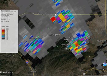 KSOX NEXRAD LEVEL-III Radar Instantaneous Precipitation Rate for Lake Hughes - Elizabeth Lake Area at 3:30 pm October 15, 2015.