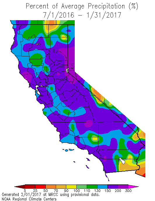 California Annual Rainfall Chart