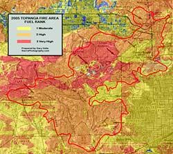 Topanga Fire Area: CDF Fuel Ranks