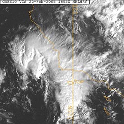 NRL GOES-10 Visible Satellite Photo 02/22/05 16:53z 8:53 am PST