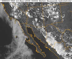 Afternoon Thunderstorms - NRL Visible Satellite 5/17/06 5:00 PM PDT